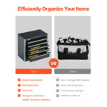 VEVOR Metal Tool Box, 8.6-inch, Portable Metal Tool Box with 5 Drawers, Small Tool Chest with EVA Liners and PP Feet Pads, Heavy-Duty Steel With Ball Bearing Opening and Powder Coated Finish, Black - Image 2