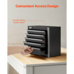 VEVOR Metal Tool Box, 8.6-inch, Portable Metal Tool Box with 5 Drawers, Small Tool Chest with EVA Liners and PP Feet Pads, Heavy-Duty Steel With Ball Bearing Opening and Powder Coated Finish, Black - Image 4