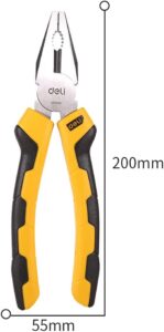 Deli 8 Inch Combination Pliers, Black/Yellow - Image 2