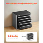 VEVOR Metal Tool Box, 8.6-inch, Portable Metal Tool Box with 5 Drawers, Small Tool Chest with EVA Liners and PP Feet Pads, Heavy-Duty Steel With Ball Bearing Opening and Powder Coated Finish, Black - Image 6