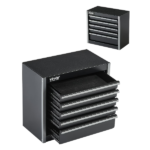 VEVOR Metal Tool Box, 8.6-inch, Portable Metal Tool Box with 5 Drawers, Small Tool Chest with EVA Liners and PP Feet Pads, Heavy-Duty Steel With Ball Bearing Opening and Powder Coated Finish, Black