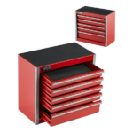 VEVOR Metal Tool Box, 8.6-inch, Portable Metal Tool Box with 5 Drawers, Small Tool Chest with EVA Liners and PP Feet Pads, Heavy-Duty Steel With Ball Bearing Opening and Powder Coated Finish, Red