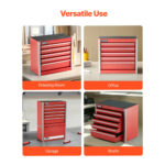 VEVOR Metal Tool Box, 8.6-inch, Portable Metal Tool Box with 5 Drawers, Small Tool Chest with EVA Liners and PP Feet Pads, Heavy-Duty Steel With Ball Bearing Opening and Powder Coated Finish, Red - Image 6