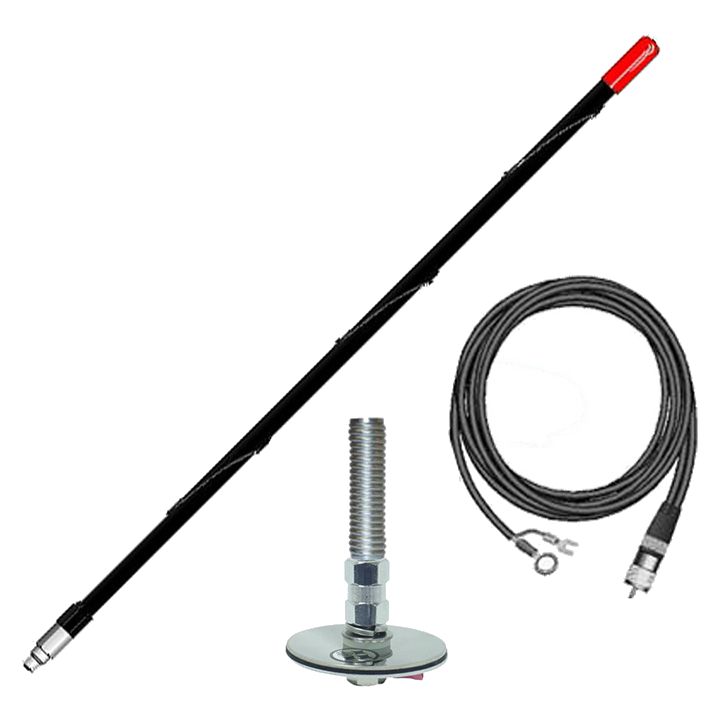 cut-11669 Firestik 2' (61cm) Single Roof Mount "NGP" Kit Complete (Black) - Image 1