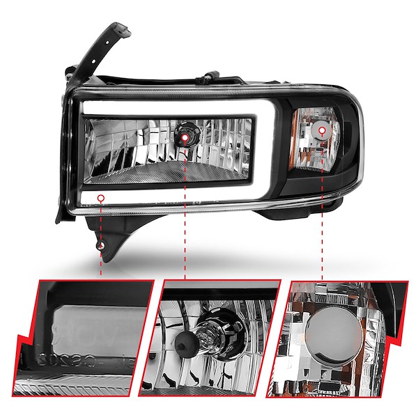 ANZO Led Crystal Headlight; W/ Light Bar 111554