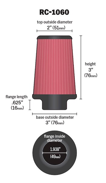 K&N Air Filter See Appl.Guide RC1060