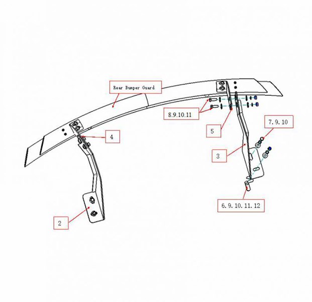 Black Horse Off Road Rear Bumper Guard RDLACA205B