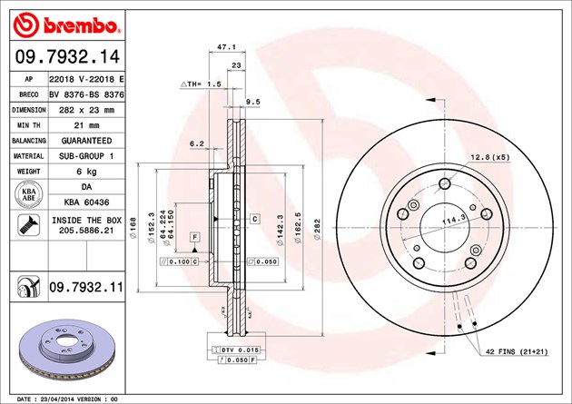 Brembo Disc Brake Rotor 09793211