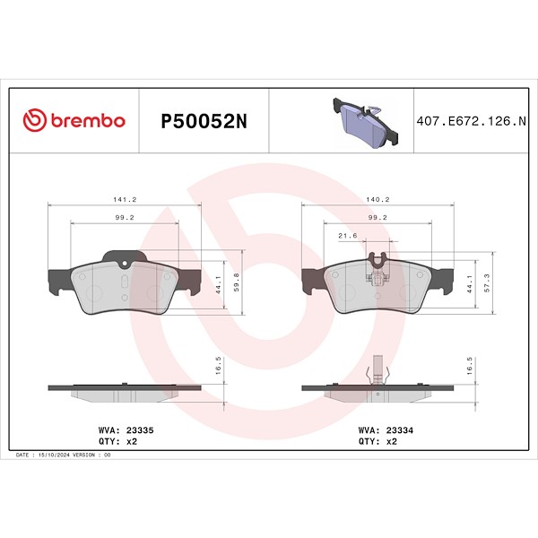 Brembo Disc Brake Pad Set P50052N