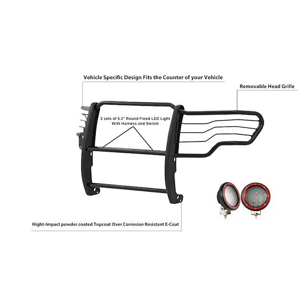 Black Horse Off Road Grille Guard Kit 17GS14MAFR