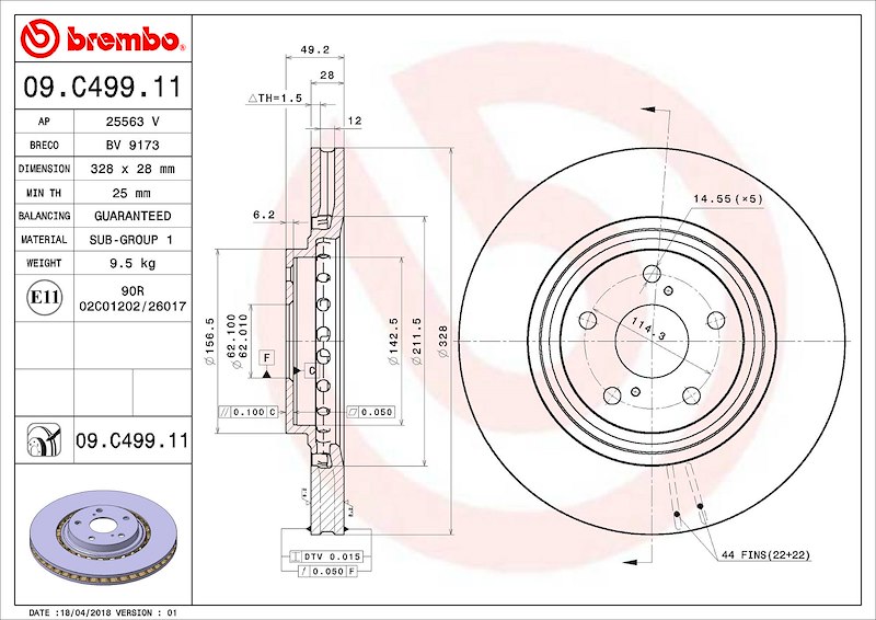 Brembo Disc Brake Rotor 09C49911