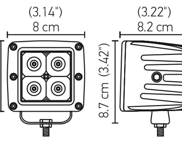 Hella Lights Cube 4Led Single Flood Black 357204031