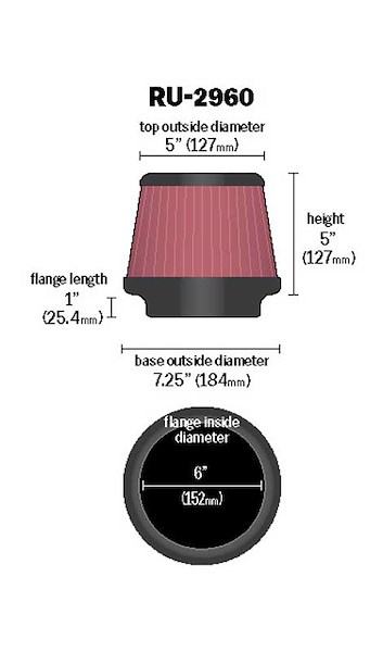 K&N Universal Clamp-On Air Filter RU2960