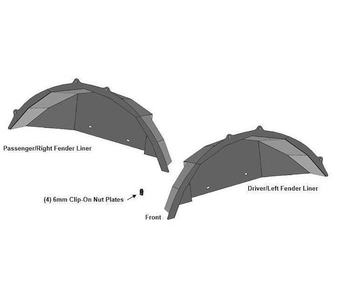 Black Horse Off Road Full Set Inner Fender Flares Liners INFR20G