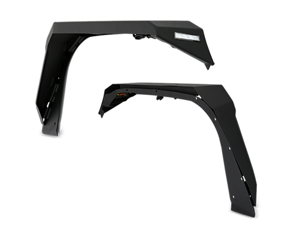 Body Armor 4×4 Fender Flare; Front; Metal; Black; JL6102