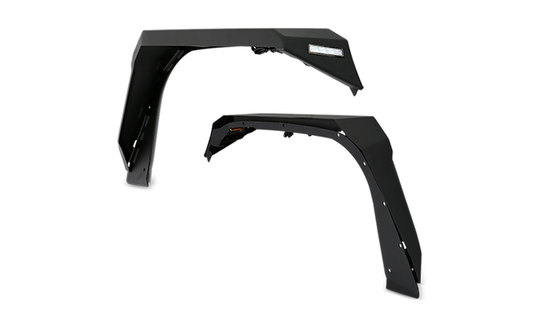 Body Armor 4x4 Fender Flare; Front; Metal; Black; JL6102
