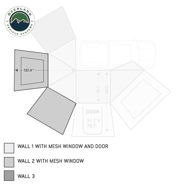 Overland Vehicle Systems Nomadic Awning 270 - Side Wall 2 Wi 18139910