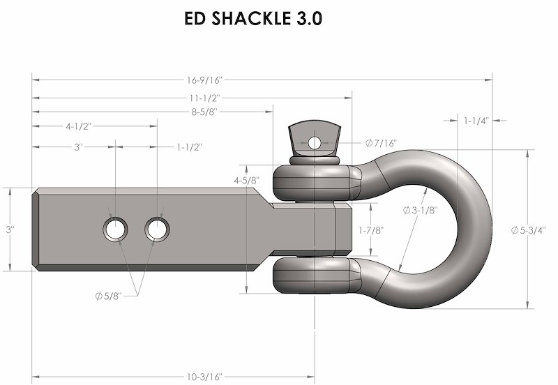 Bulletproof 3.0' Extreme Duty Receiver Shackle ED30SHACKL